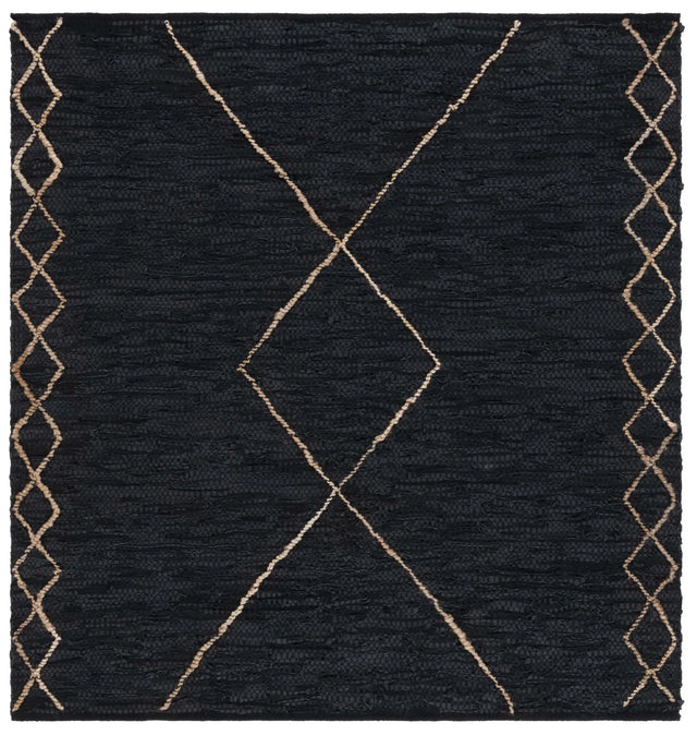 Safavieh Vintage Leather 6'-0" x 6'-0" Rug in Black / Natural