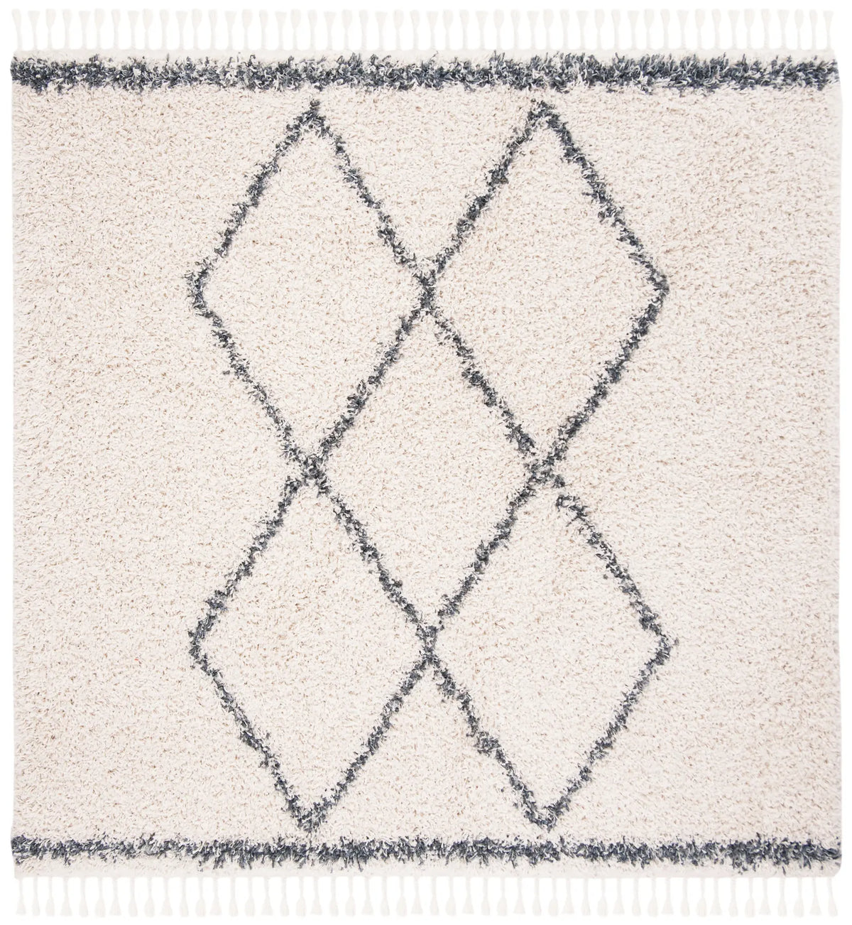 Safavieh Pro Lux Shag 400 6'-7" x 6'-7" Rug in Cream / Blue