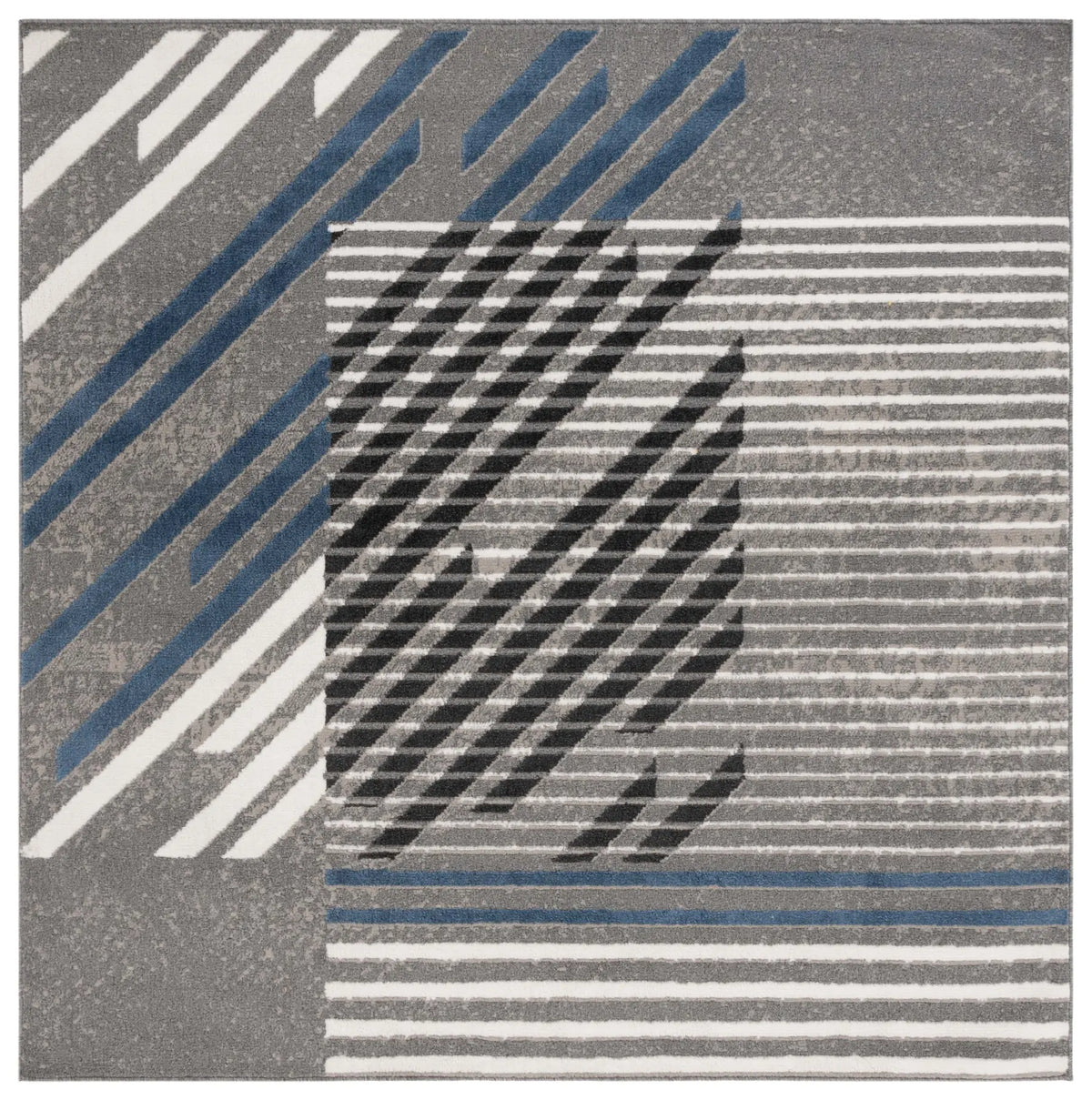 Safavieh Pyramid 6'-7" x 6'-7" Rug in Grey / Blue Ivory