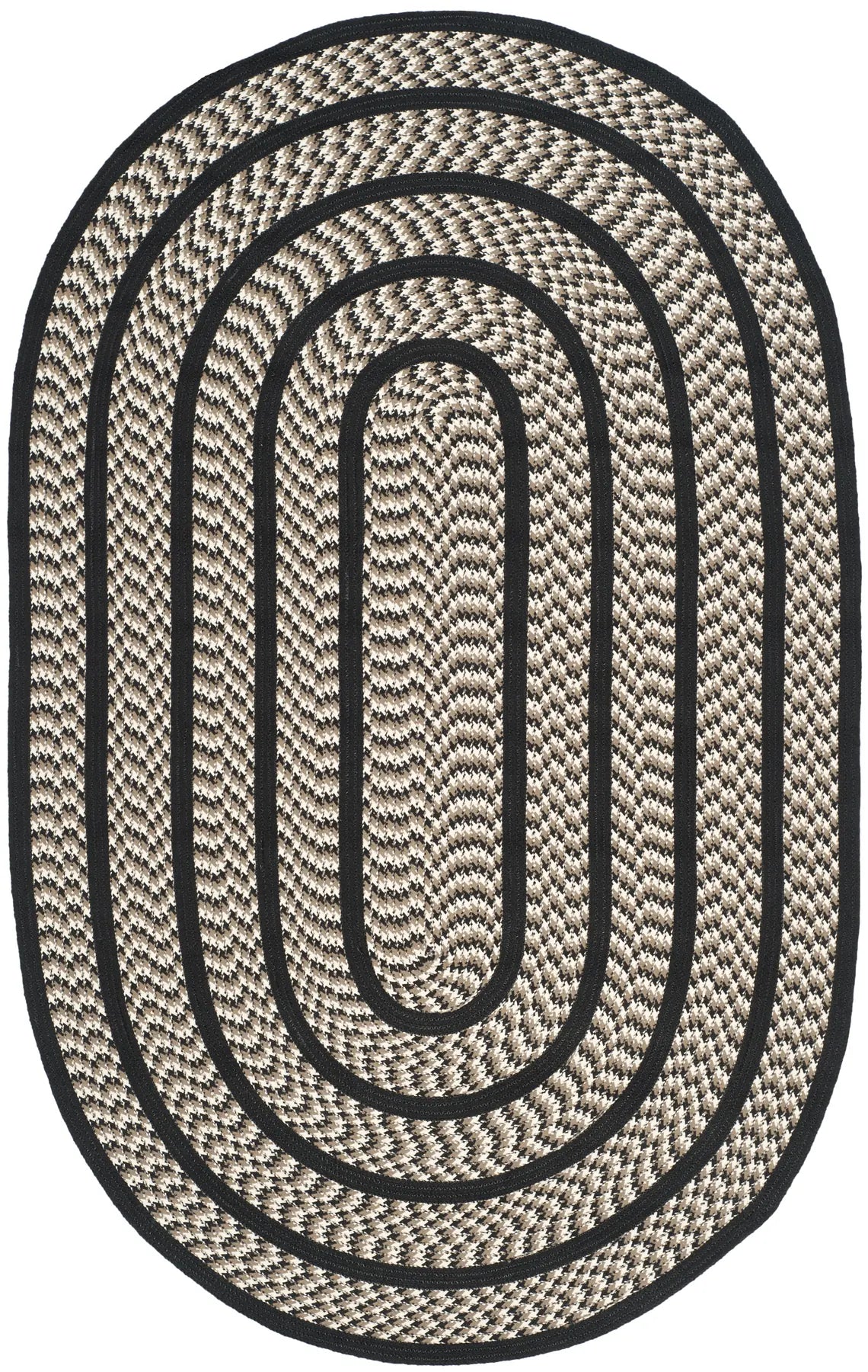Safavieh Braided 5'-0" x 8'-0" Rug in Ivory / Black