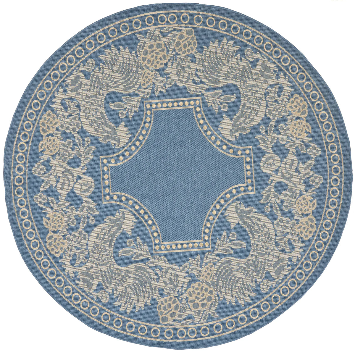 Safavieh Courtyard 5'-3" x 5'-3" Rug in Blue / Natural