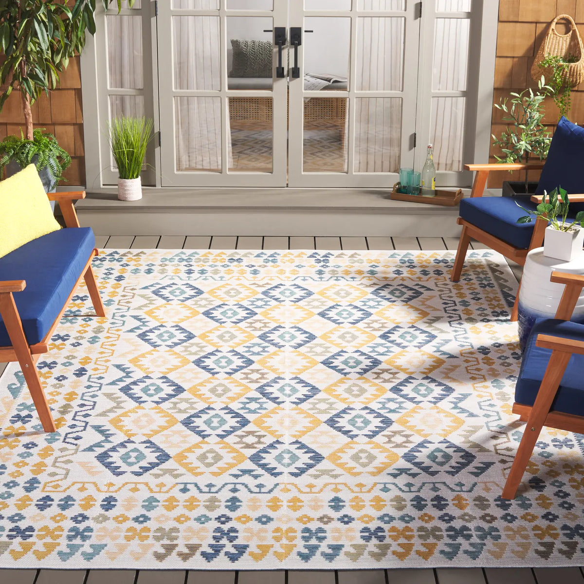 Safavieh Sunrise 8'-0" x 10'-0" Rug in Ivory / Blue Gold