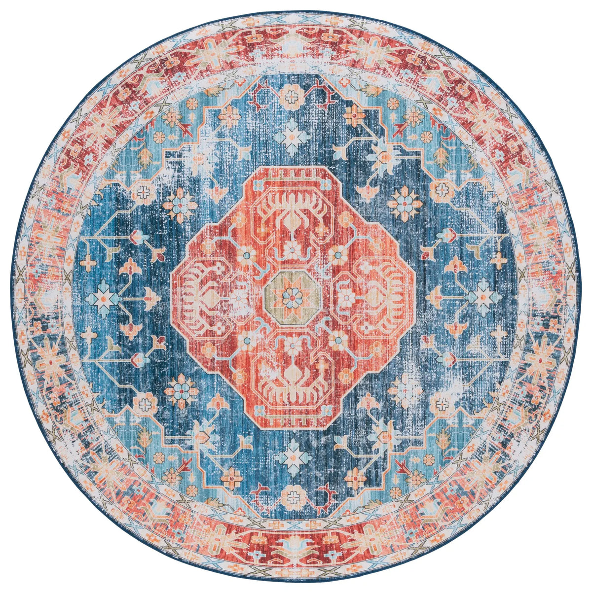 Safavieh Tucson 6'-0" x 6'-0" Rug in Rust / Blue