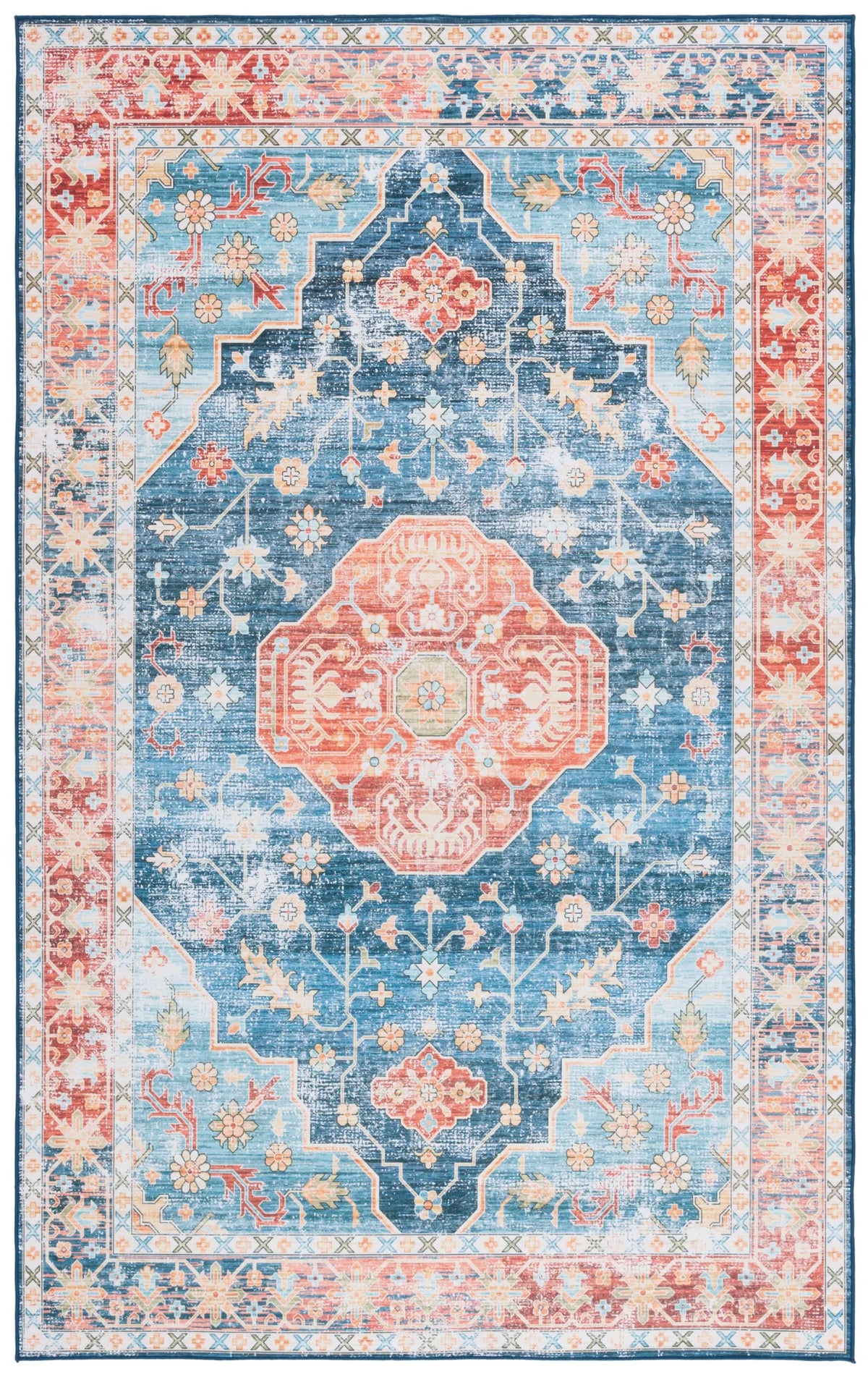 Safavieh Tucson 4'-0" x 6'-0" Rug in Blue / Rust