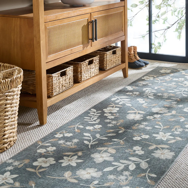 Safavieh Martha Stewart Washable 2'-6" x 8'-0" Rug in Dark Grey / Beige