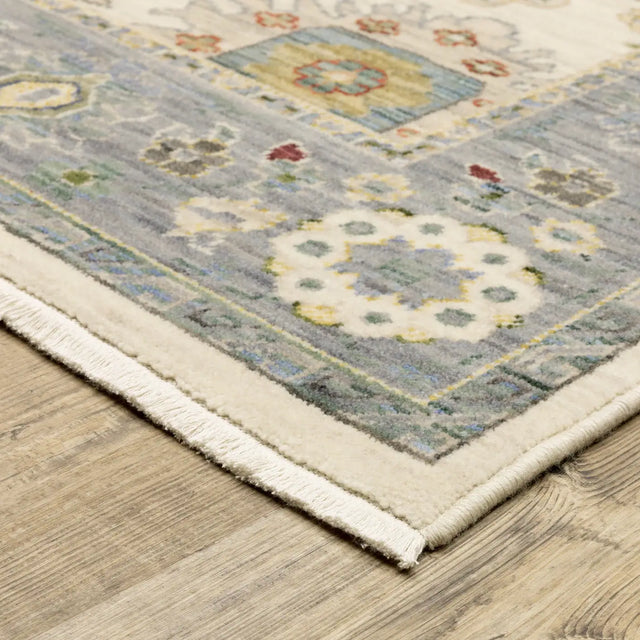Oriental Weavers Lucca 846H1 Ivory/ Blue Rug - corner detail