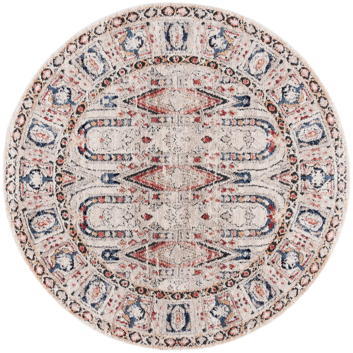 Safavieh Luna 6'-7" x 6'-7" Rug in Beige / Blue Rust