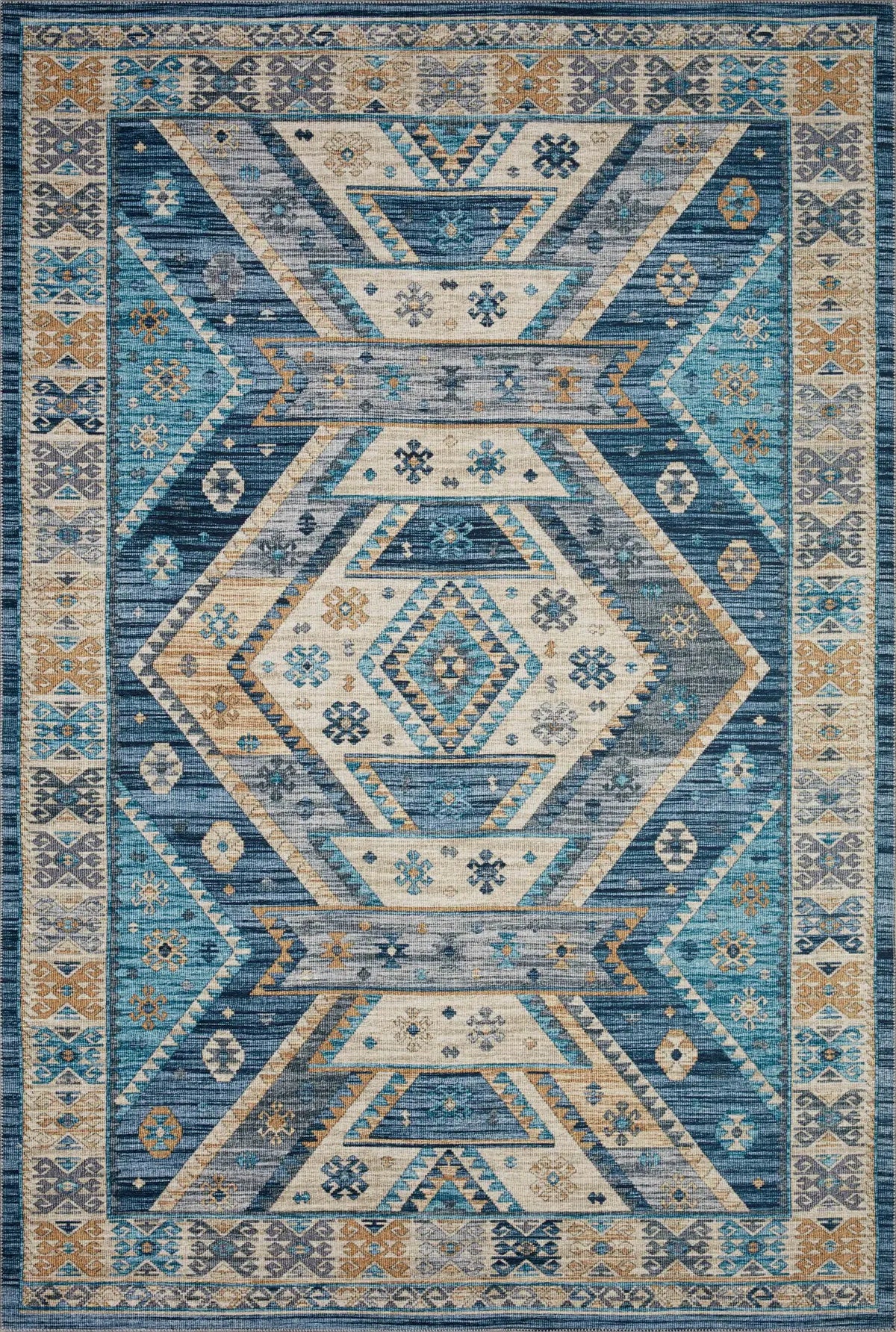 Loloi Zion Zio-02 Ocean/Gold Rugs - main flat
