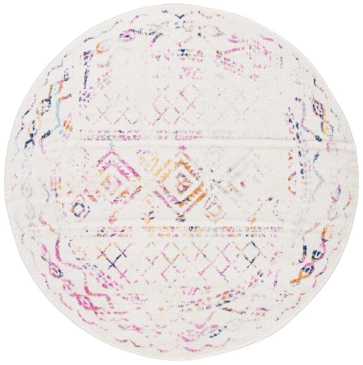 Safavieh Tulum 6'-7" x 6'-7" Rug in Ivory / Fuchsia