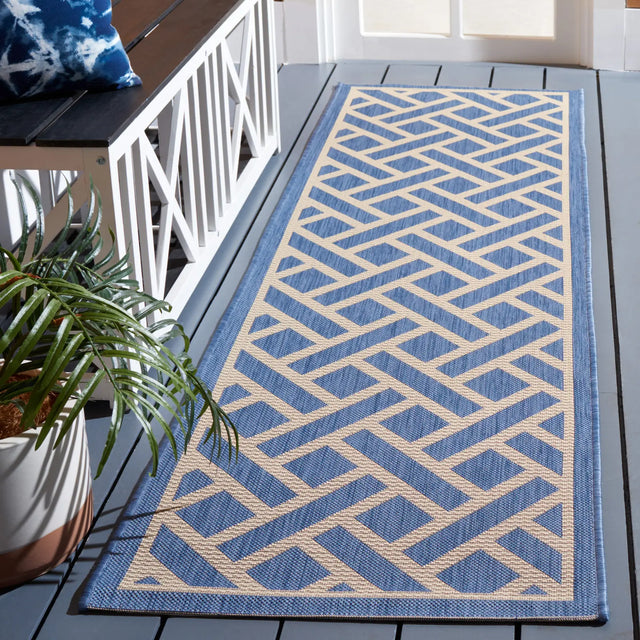 Safavieh Courtyard 2'-3" x 8'-0" Rug in Blue / Light Beige