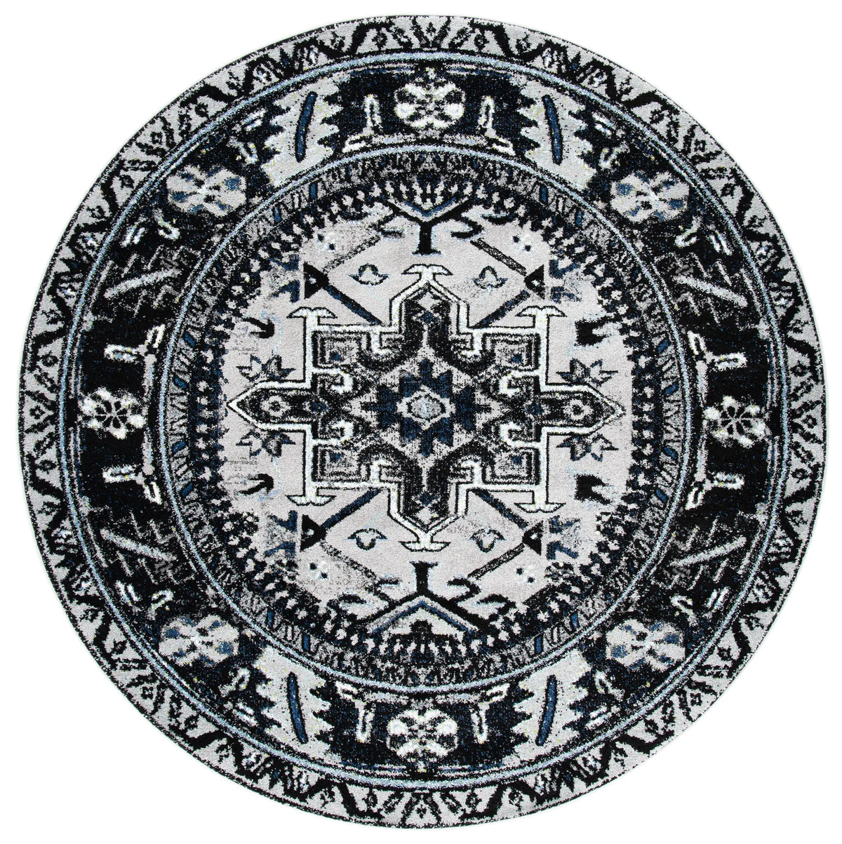 Safavieh Vintage Hamadan 6'-7" x 6'-7" Rug in Light Grey / Dark Grey