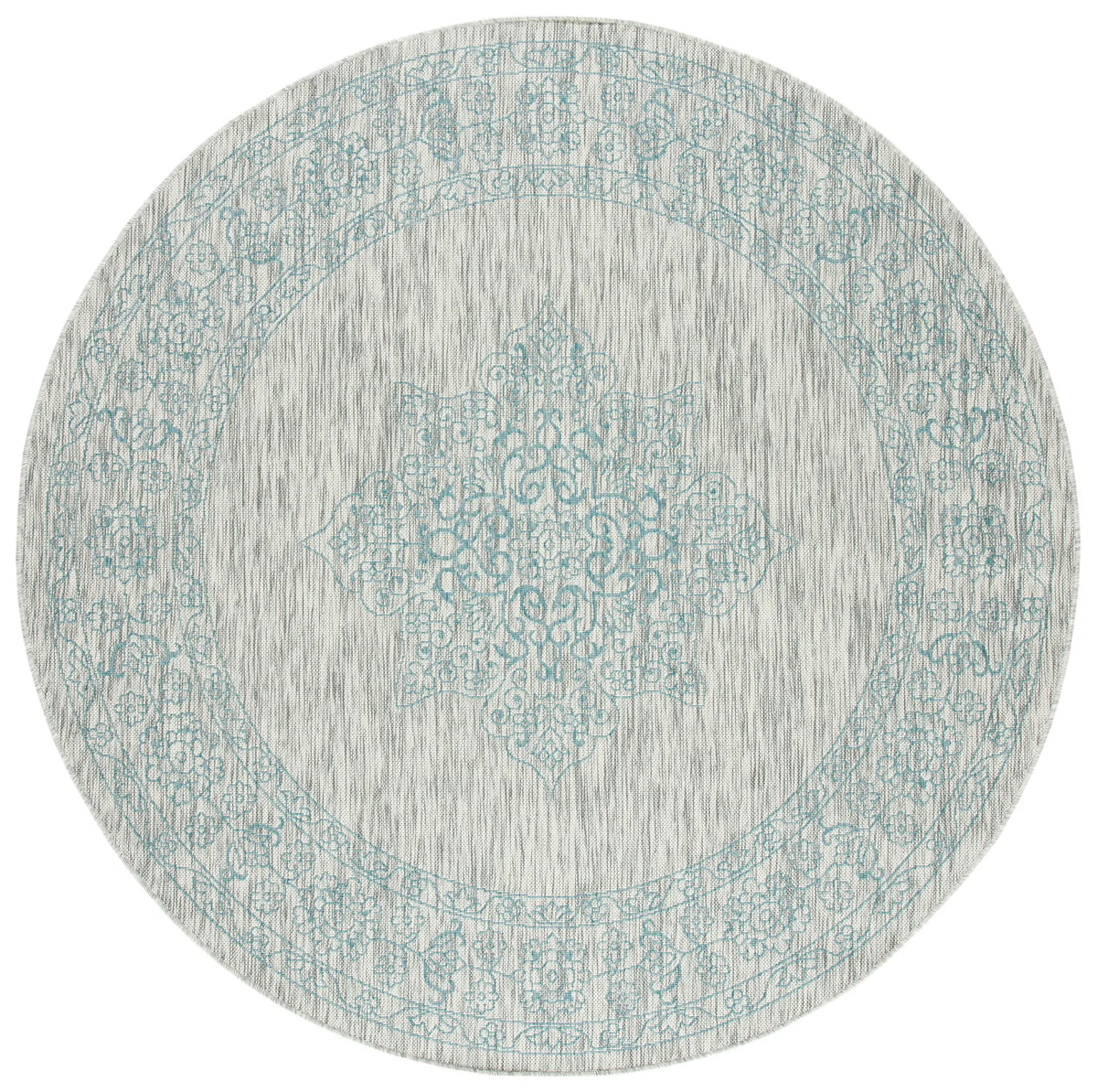Safavieh Courtyard 6'-7" x 6'-7" Rug in Grey / Aqua