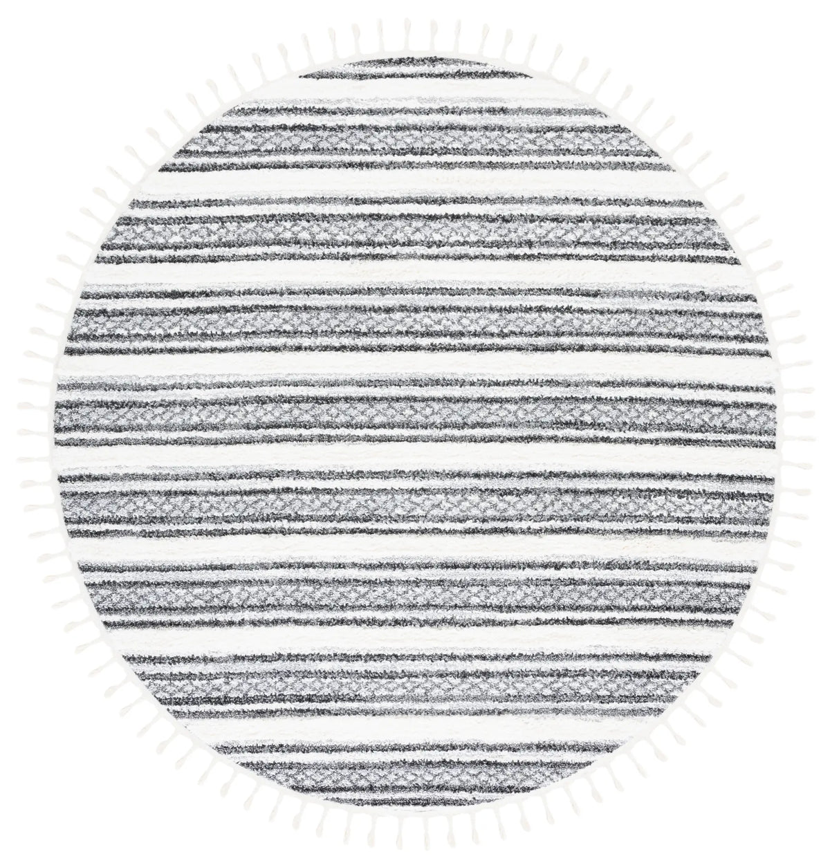 Safavieh Moroccan Tassel Shag 6'-7" x 6'-7" Rug in Grey / Ivory