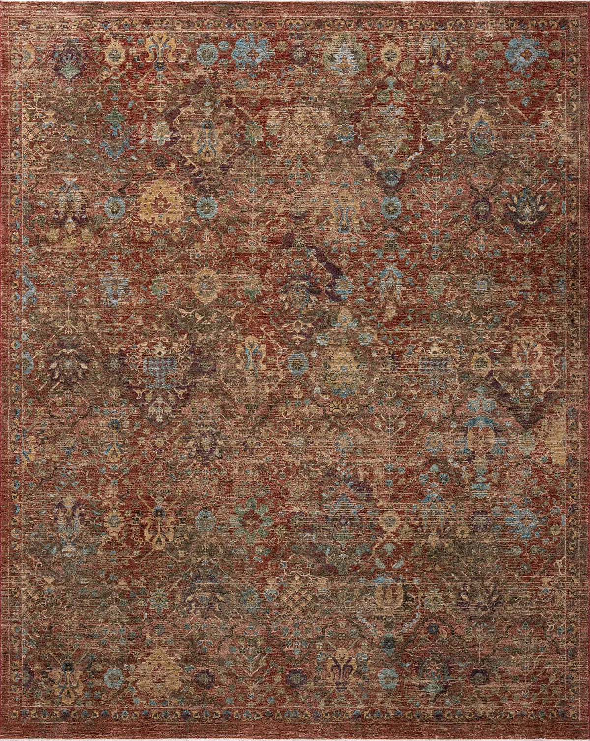 Loloi Winchester WNC-01 Traditional Power Loomed Rust, Multi Rug - main flat