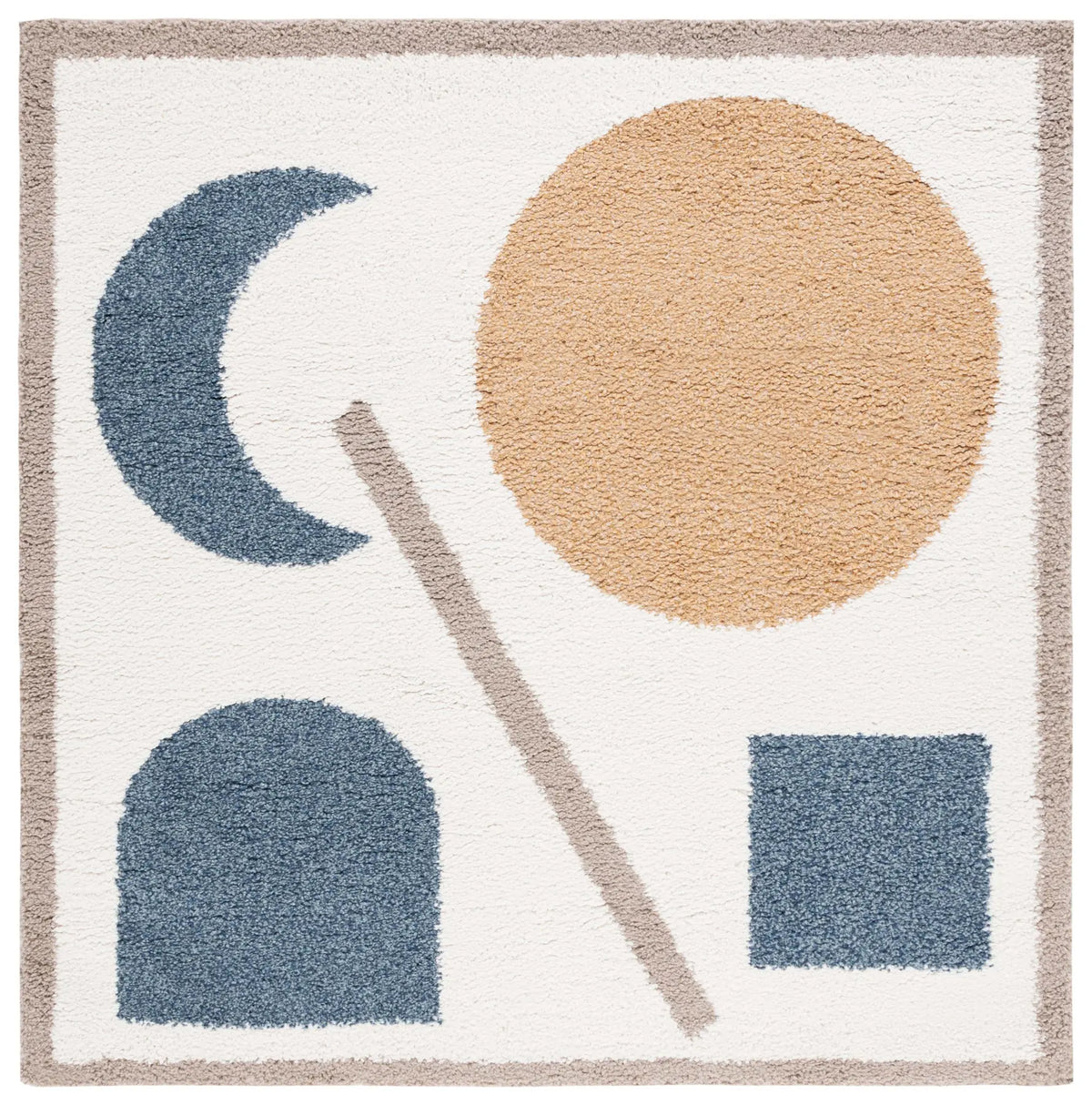 Safavieh Calico Shag 6'-7" x 6'-7" Rug in Ivory / Blue