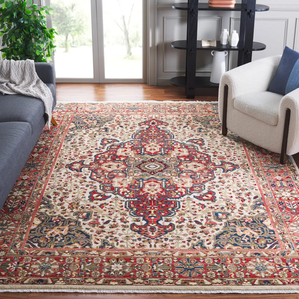 Safavieh Kashan 10'-0" x 14'-0" Rug in Ivory / Blue