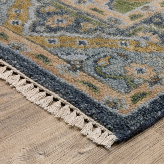 Oriental Weavers Sphinx MAJORCA MAJ03 Blue Floral Rugs - corner detail