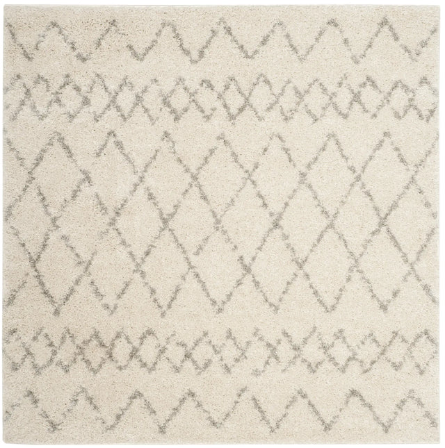 Safavieh Berber Shag 5'-1" x 5'-1" Rug in Cream / Light Grey