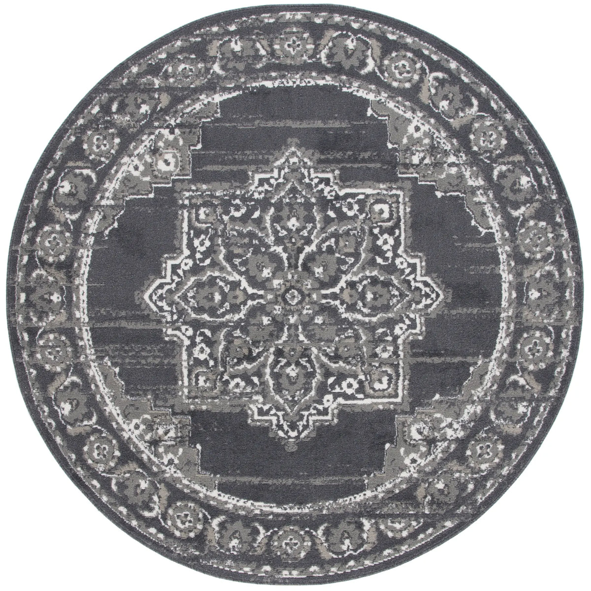 Safavieh Pyramid 6'-7" x 6'-7" Rug in Charcoal / Ivory