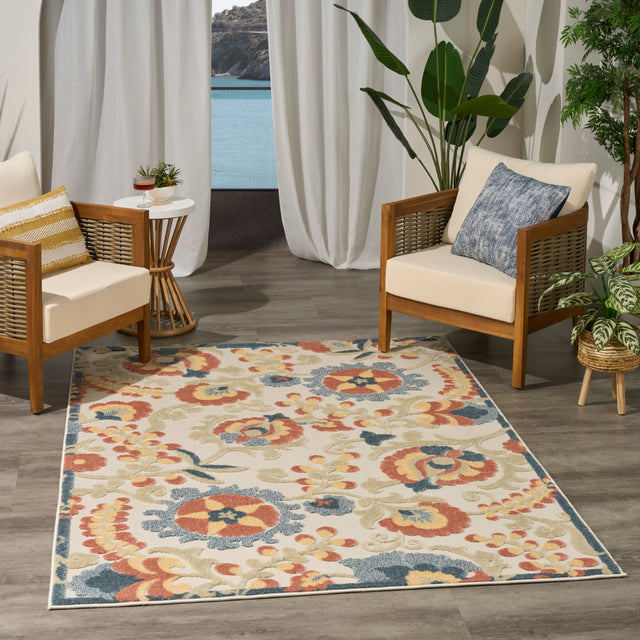 Nourison Aloha ALH17 Machine Made Grey, Multicolor Rug