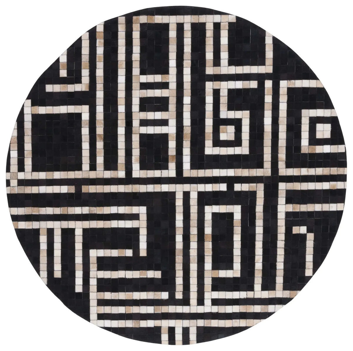 Safavieh Studio Leather 6'-0" x 6'-0" Rug in Black / Ivory