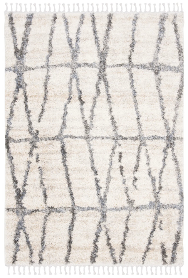 Safavieh Berber Fringe Shag 5'-3" x 7'-6" Rug in Cream / Grey