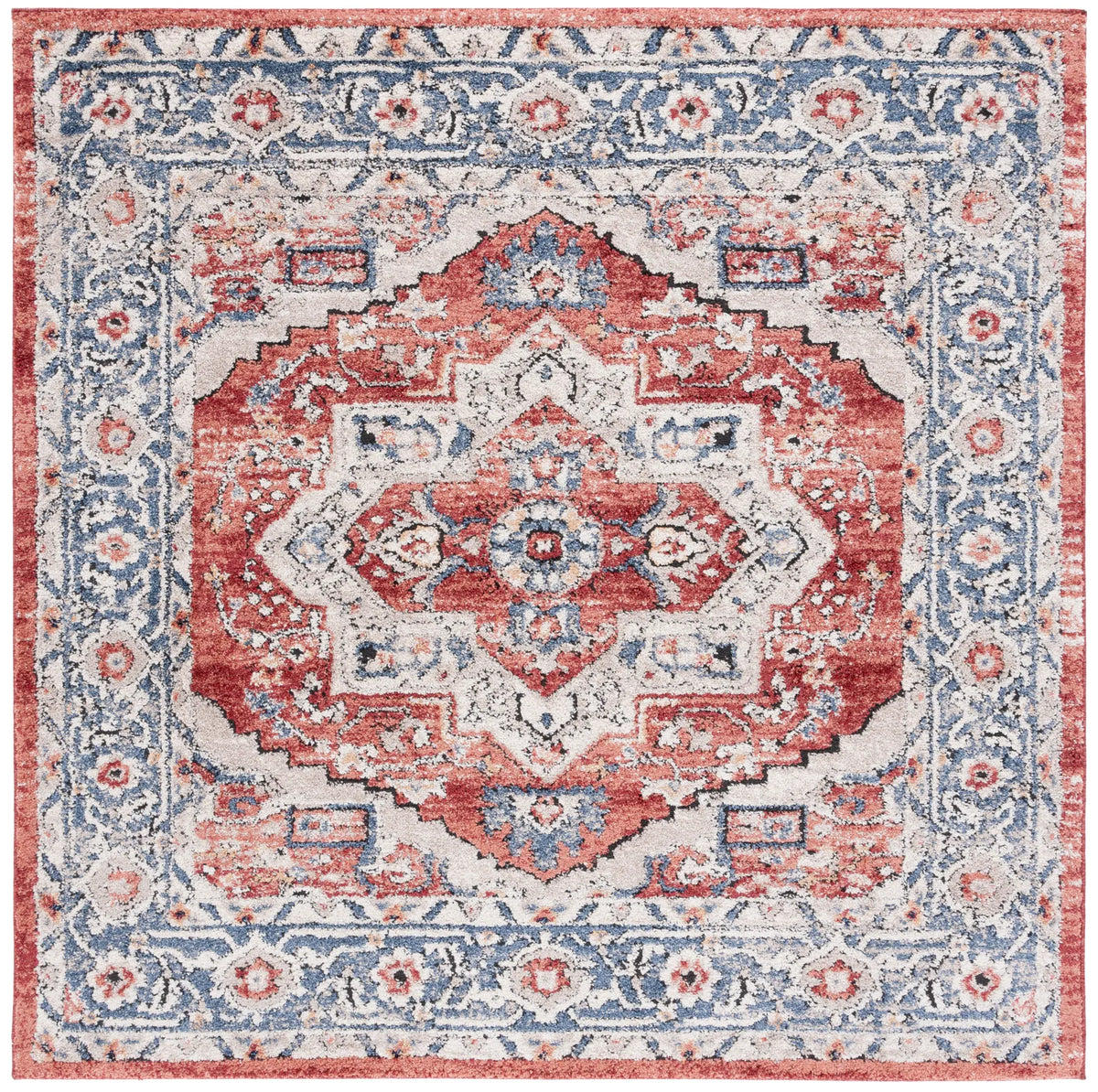 Safavieh Luna 6'-7" x 6'-7" Rug in Beige / Blue Rust