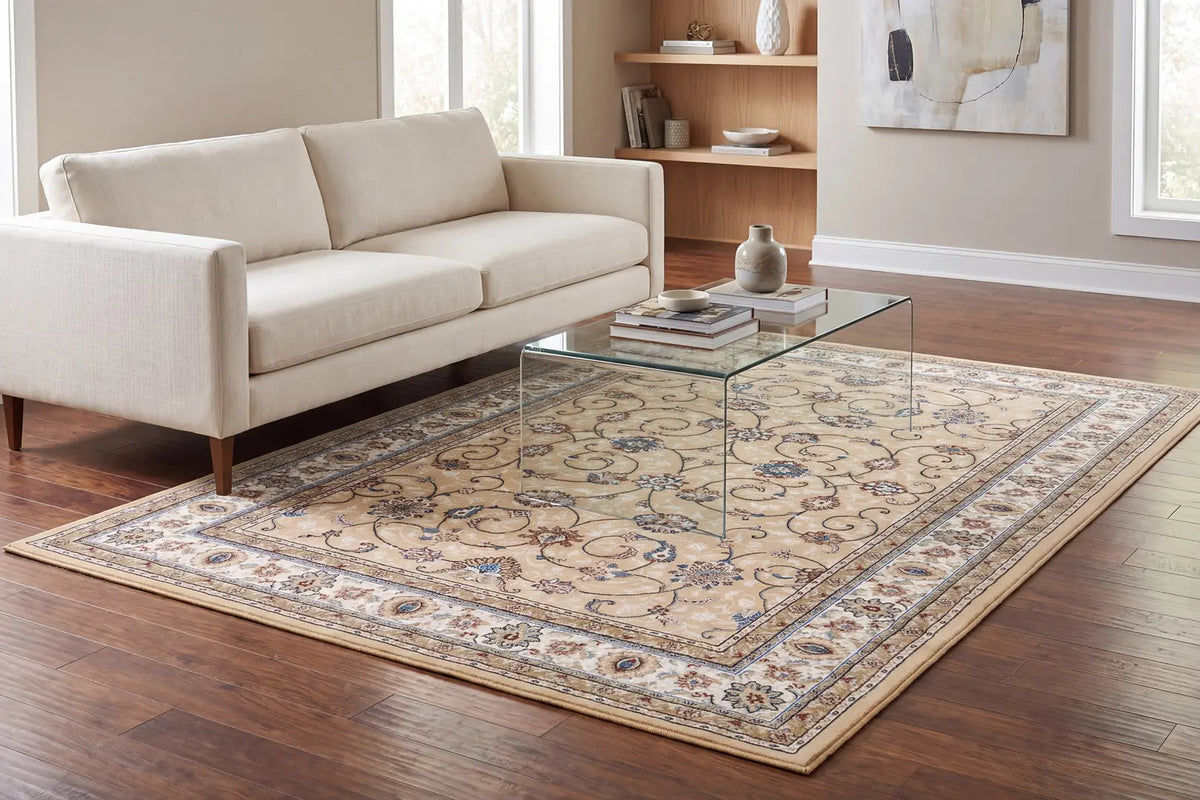 Dynamic Rugs Ancient Garden 57120 Lt Gold / Ivory Rugs - Room