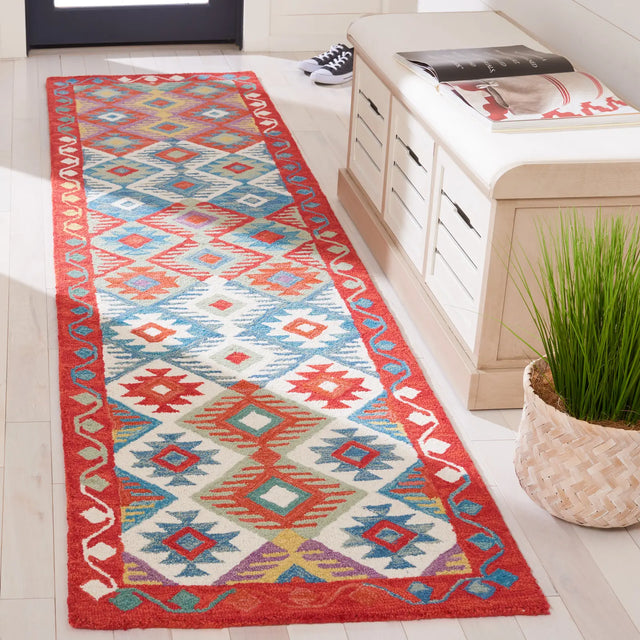 Safavieh Aspen 2'-3" x 9'-0" Rug in Red / Blue