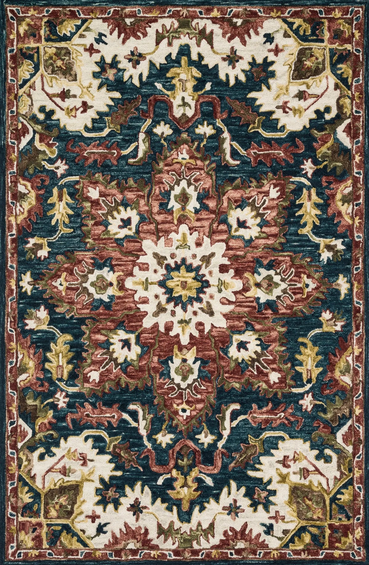 Loloi Victoria Vk-13 Teal / Raspberry Rugs - main flat