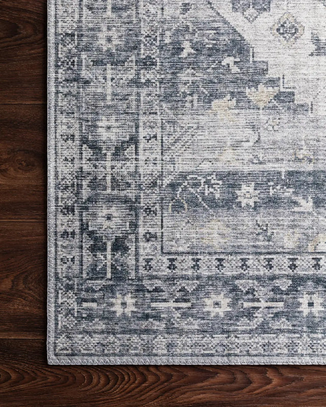 Loloi Skye Sky-02 Silver/Grey Rugs - corner on wood