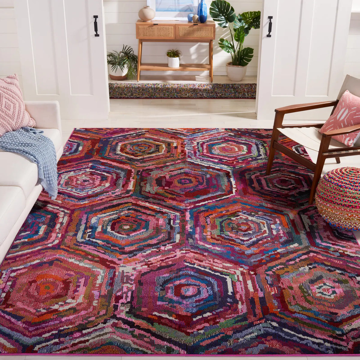 Safavieh Monaco 6'-7" x 9'-2" Rug in Pink / Multi