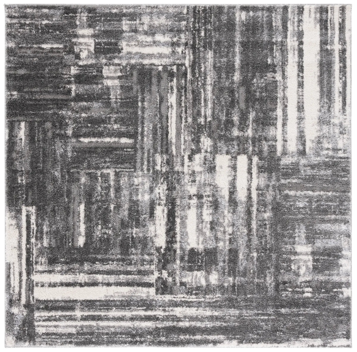 Safavieh Ravine Shag 6'-7" x 6'-7" Rug in Dark Grey / Ivory