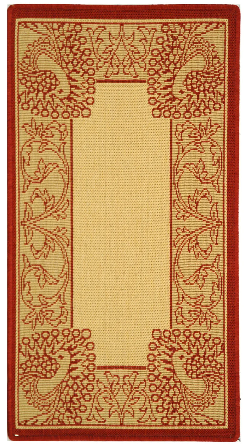 Safavieh Courtyard 2'-0" x 3'-7" Rug in Natural / Red