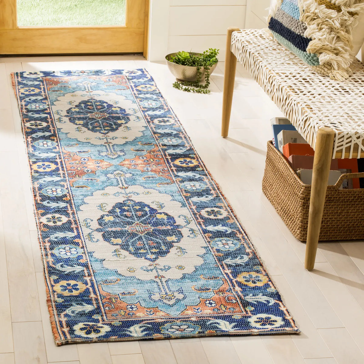 Safavieh Saffron 2'-3" x 6'-0" Rug in Blue / Coral