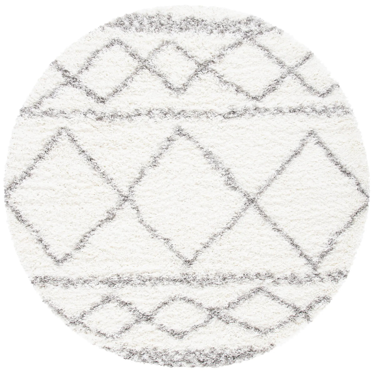 Safavieh Pro Lux Shag 400 6'-7" x 6'-7" Rug in Ivory / Grey
