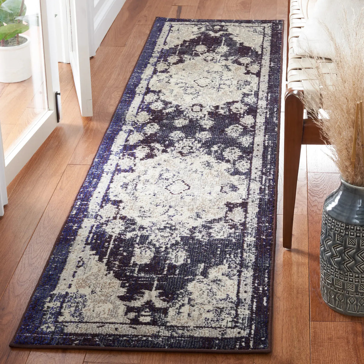 Safavieh Madison 2'-0" x 8'-0" Rug in Black Purple / Beige