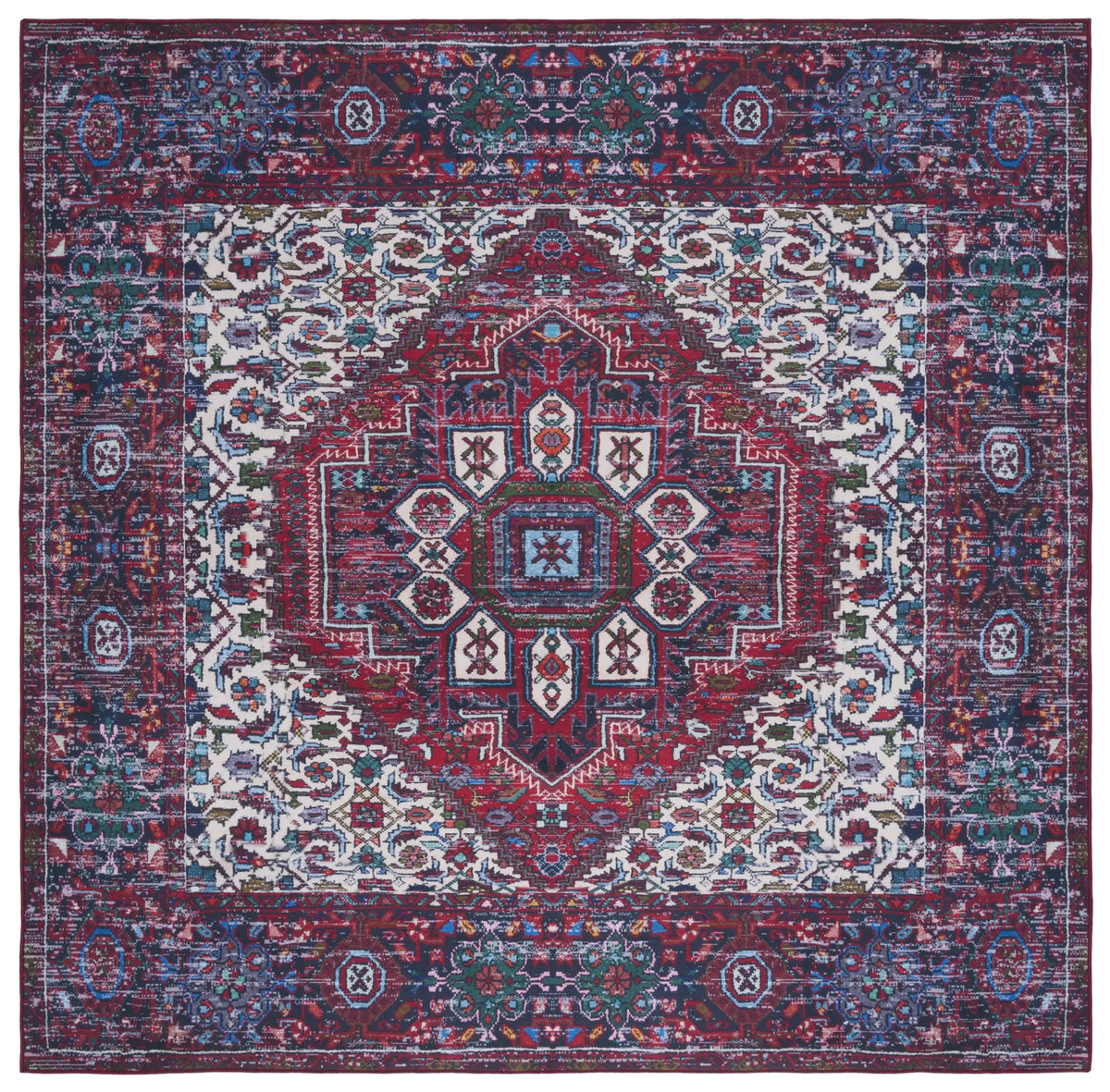 Safavieh Tucson 6'-0" x 6'-0" Rug in Red / Blue