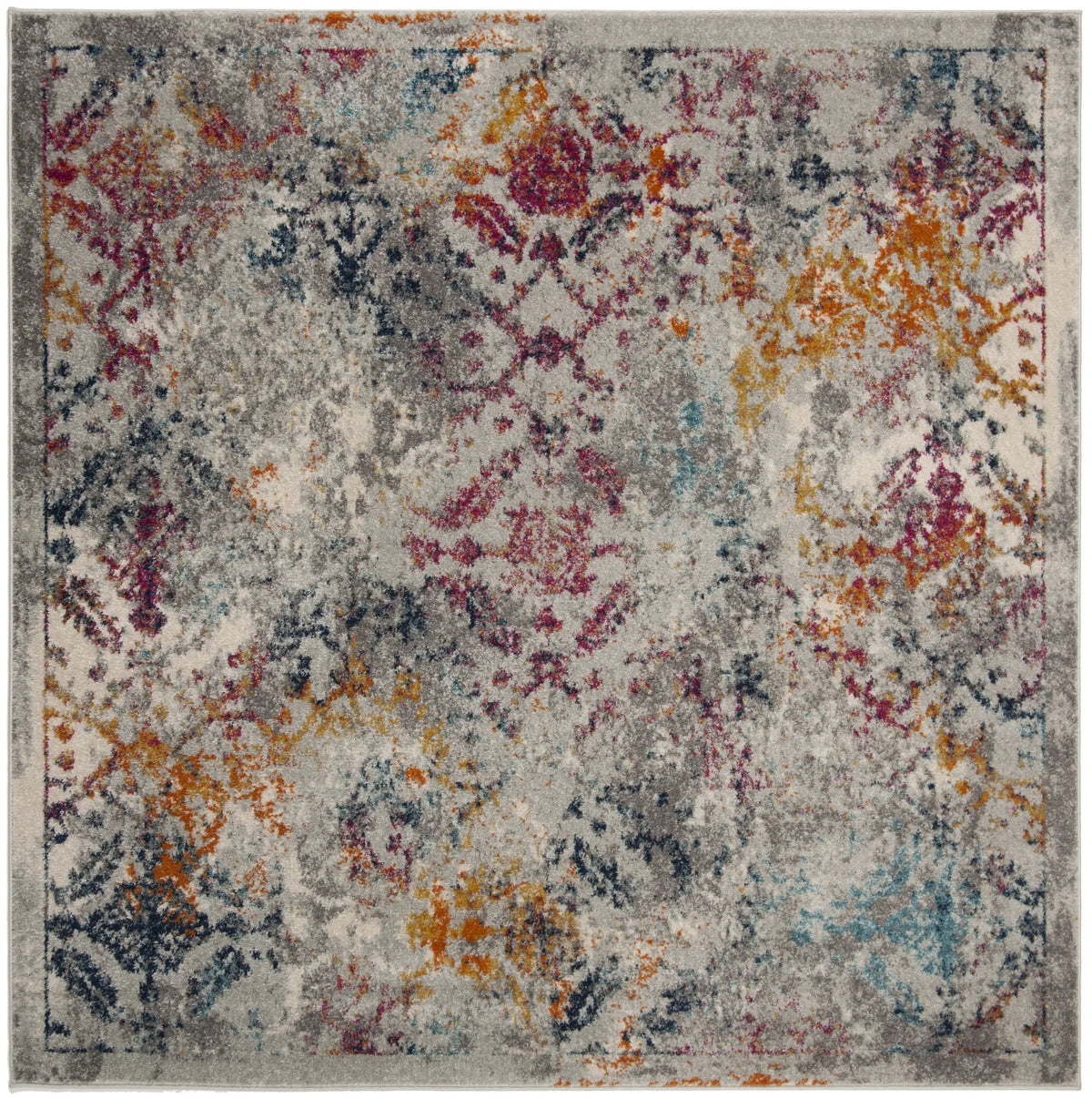 Safavieh Madison 6'-7" x 6'-7" Rug in Light Grey / Fuchsia