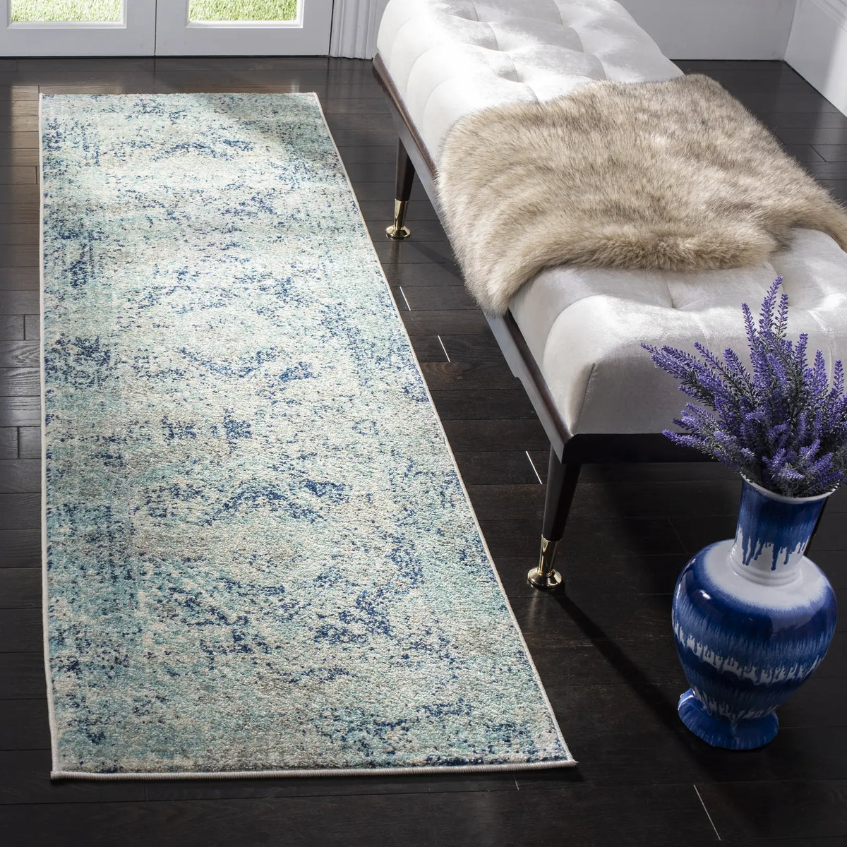Safavieh Madison 2'-3" x 10'-0" Rug in Ivory / Blue