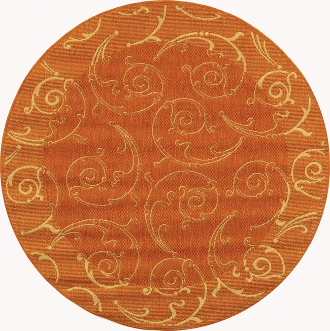 Safavieh Courtyard 5'-3" x 5'-3" Rug in Terracotta / Natural
