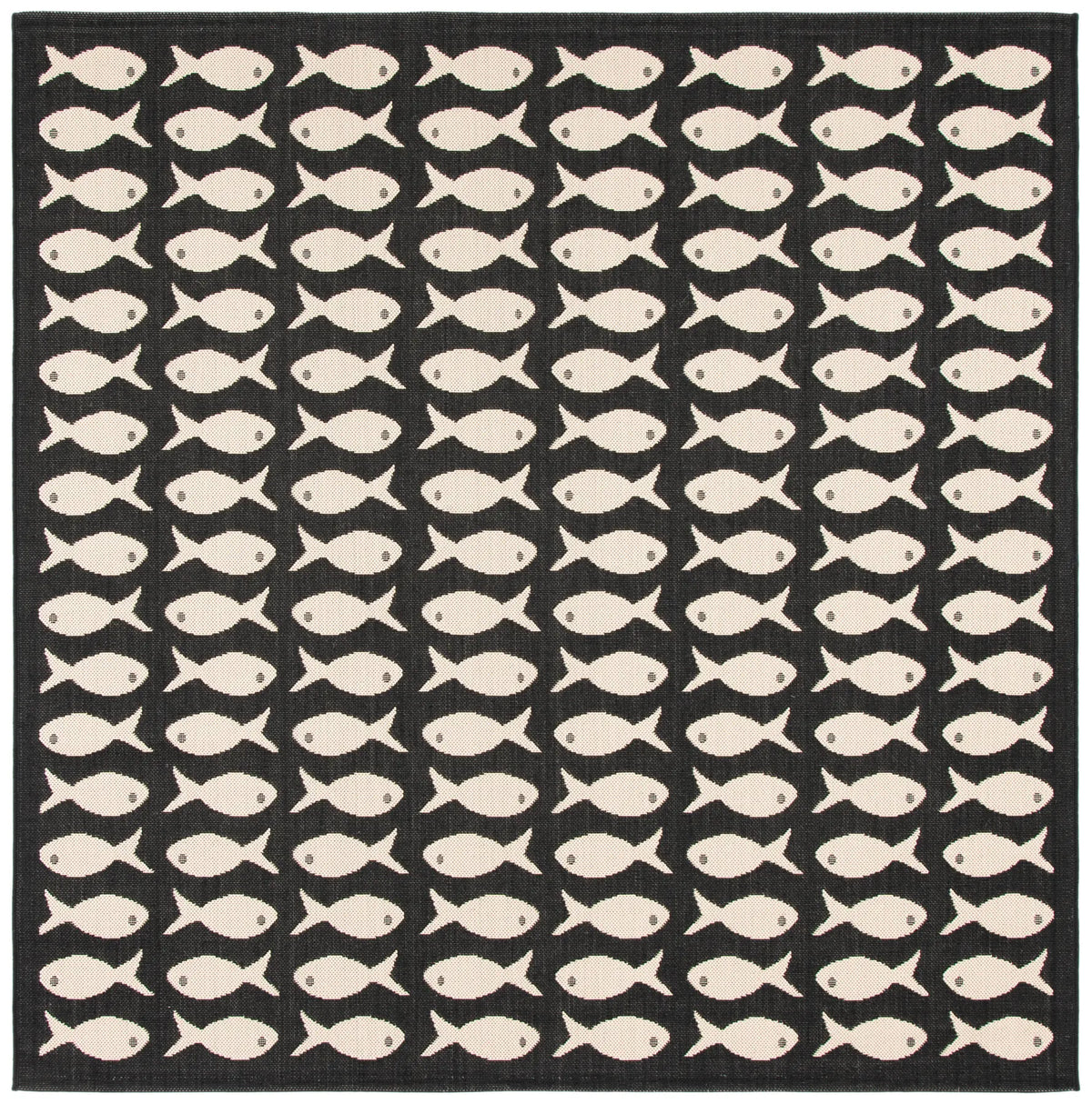 Safavieh Courtyard 6'-7" x 6'-7" Rug in Black / Beige