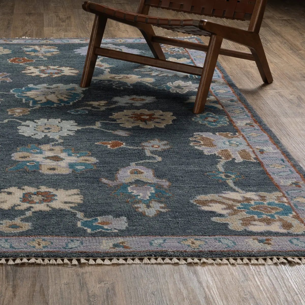 Oriental Weavers Sphinx MAJORCA MAJ07 Blue Floral Rugs - angle/detail