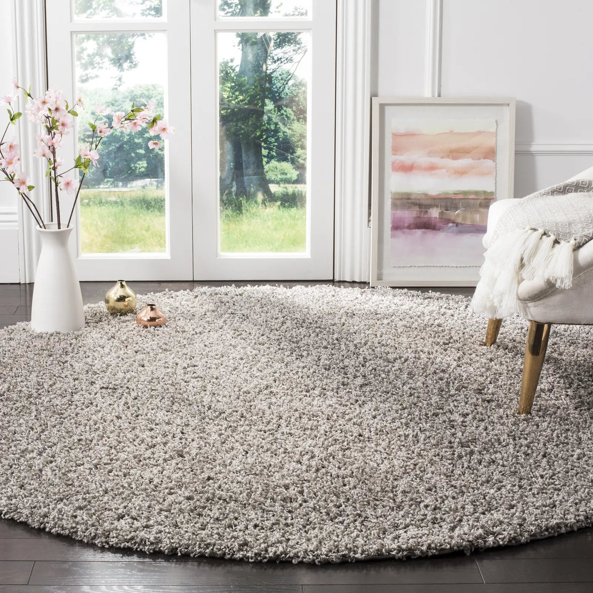 Safavieh Sga-Athens Shag 6'-7" x 6'-7" Rug in Light Grey