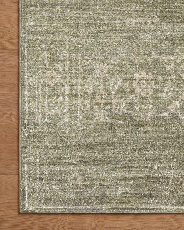 Loloi Indra Ina-06 Sage/Natural Rug - corner on wood
