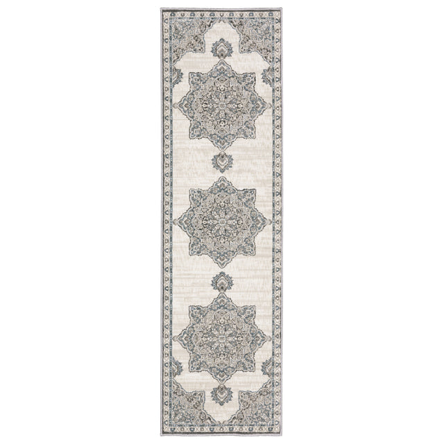 Oriental Weavers Sphinx Ellington Ell01 Ivory/ Blue Rug - 2'3"x7'6" runner view