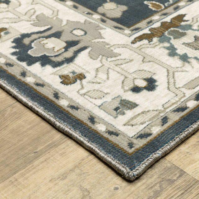 Oriental Weavers Sphinx Ellington Ell08 Blue/ Beige Rug - corner detail