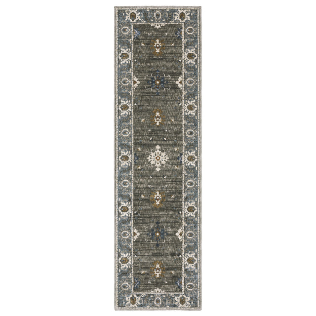 Oriental Weavers Sphinx Ellington Ell09 Grey/ Blue Rug - 2'3"x7'6" runner view
