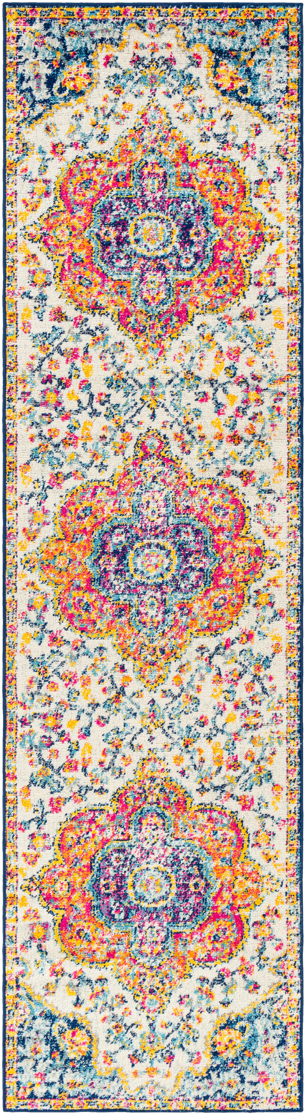 Surya Elaziz Elz-2335 Fuchsia, Mustard, Dark Blue, Sky Blue, Gray, Orange Rug.