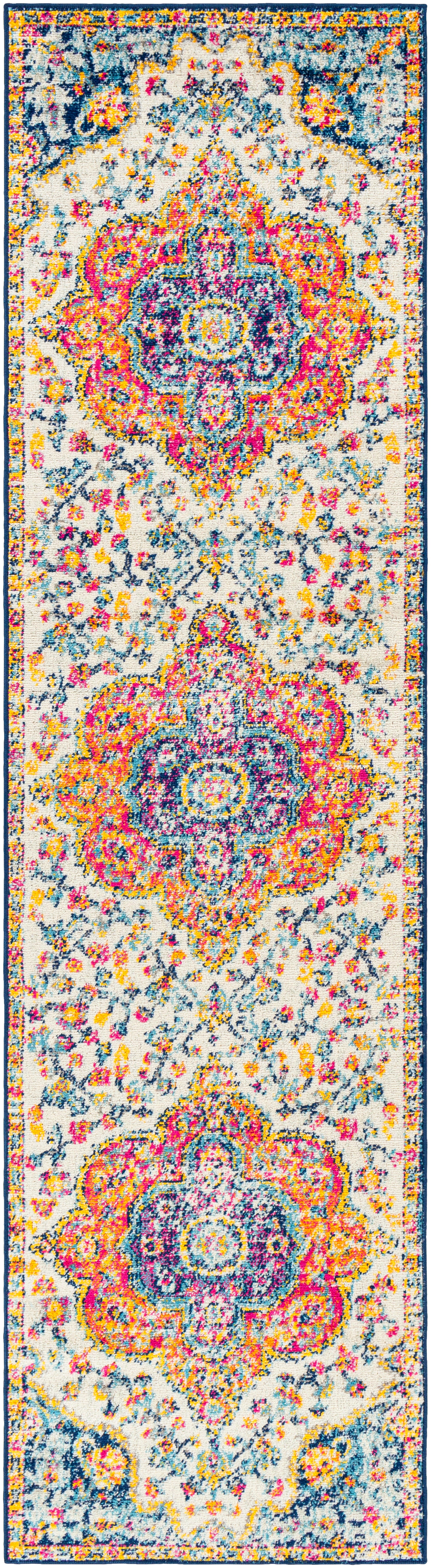 Surya Elaziz Elz-2335 Fuchsia, Mustard, Dark Blue, Sky Blue, Gray, Orange Rug.